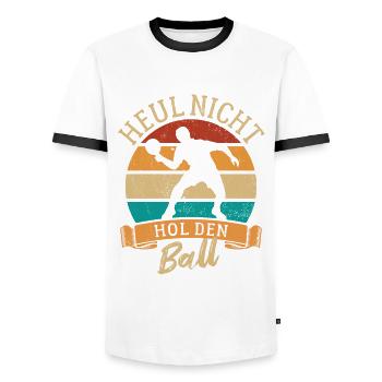 Heul nicht hol den Ball - Tischtennis Spieler - Männer Kontrast-T-Shirt - Weiß/Schwarz - Vorne - AI Model Female 172 light (172cm) & AI Model Male 178 dark (178cm)