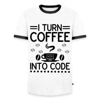 Coffee Coding Programmer Coder Developer Nerd Coff - Men's Ringer Shirt - white/black - Front - AI Model Female 172 light (172cm) & AI Model Male 178 dark (178cm)