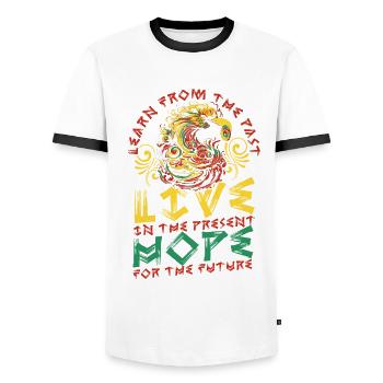 Sankofa Symbol Adinkra Ghana - Men's Ringer Shirt - white/black - Front - AI Model Female 172 light (172cm) & AI Model Male 178 dark (178cm)