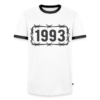 Geburtstag Jahrgang 1993 Stacheldraht - Männer Kontrast-T-Shirt - Weiß/Schwarz - Vorne - AI Model Female 172 light (172cm) & AI Model Male 178 dark (178cm)