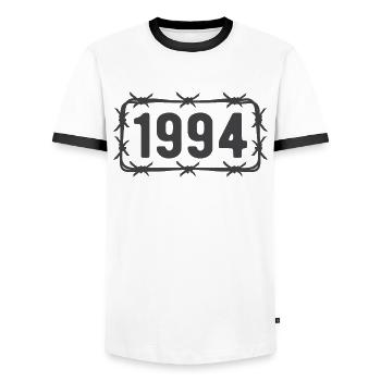 Geburtstag Jahrgang 1994 Stacheldraht - Männer Kontrast-T-Shirt - Weiß/Schwarz - Vorne - AI Model Female 172 light (172cm) & AI Model Male 178 dark (178cm)