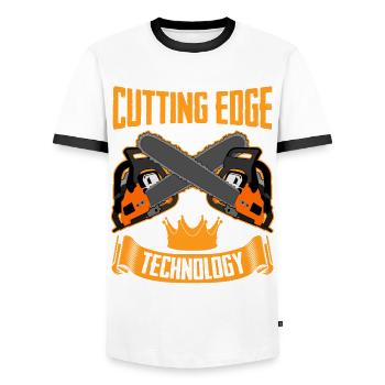 Chain Saw Chainsaw - Männer Kontrast-T-Shirt - Weiß/Schwarz - Vorne - AI Model Female 172 light (172cm) & AI Model Male 178 dark (178cm)