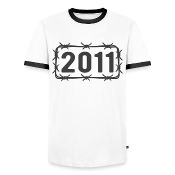 Geburtstag Jahrgang 2011 Stacheldraht - Männer Kontrast-T-Shirt - Weiß/Schwarz - Vorne - AI Model Female 172 light (172cm) & AI Model Male 178 dark (178cm)