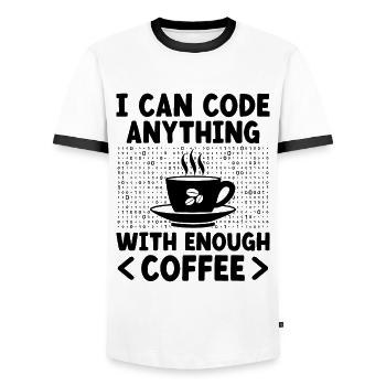 Café Codage Programmeur Codeur Développeur Nerd Coff - T-shirt contrasté Homme - blanc/noir - Devant - AI Model Female 172 light (172cm) & AI Model Male 178 dark (178cm)
