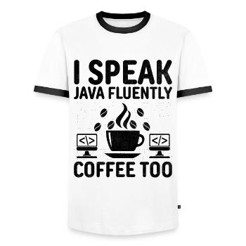 Café Codage Programmeur Codeur Développeur Nerd Coff - T-shirt contrasté Homme - blanc/noir - Devant - AI Model Female 172 light (172cm) & AI Model Male 178 dark (178cm)