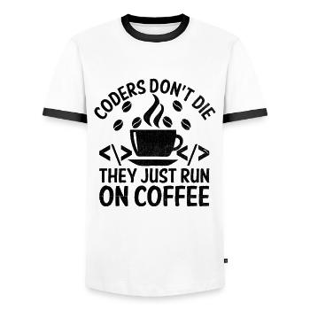 Coffee Coding Programmer Coder Developer Nerd Coff - Men's Ringer Shirt - white/black - Front - AI Model Female 172 light (172cm) & AI Model Male 178 dark (178cm)