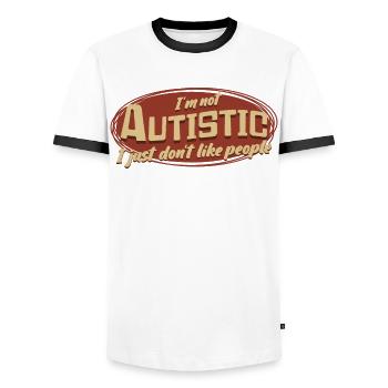 L’autisme n’est pas un autiste social - T-shirt contrasté Homme - blanc/noir - Devant - AI Model Female 172 light (172cm) & AI Model Male 178 dark (178cm)