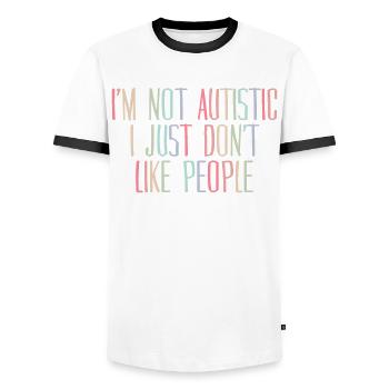 Autiste autiste non autiste social - T-shirt contrasté Homme - blanc/noir - Devant - AI Model Female 172 light (172cm) & AI Model Male 178 dark (178cm)