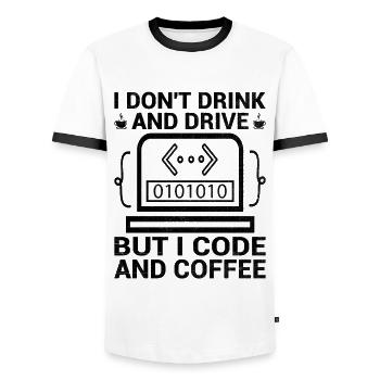 Coffee Coding Programmer Coder Developer Nerd Coff - Men's Ringer Shirt - white/black - Front - AI Model Female 172 light (172cm) & AI Model Male 178 dark (178cm)