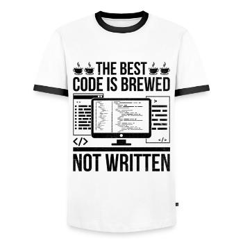 Coffee Coding Programmer Coder Developer Nerd Coff - Men's Ringer Shirt - white/black - Front - AI Model Female 172 light (172cm) & AI Model Male 178 dark (178cm)