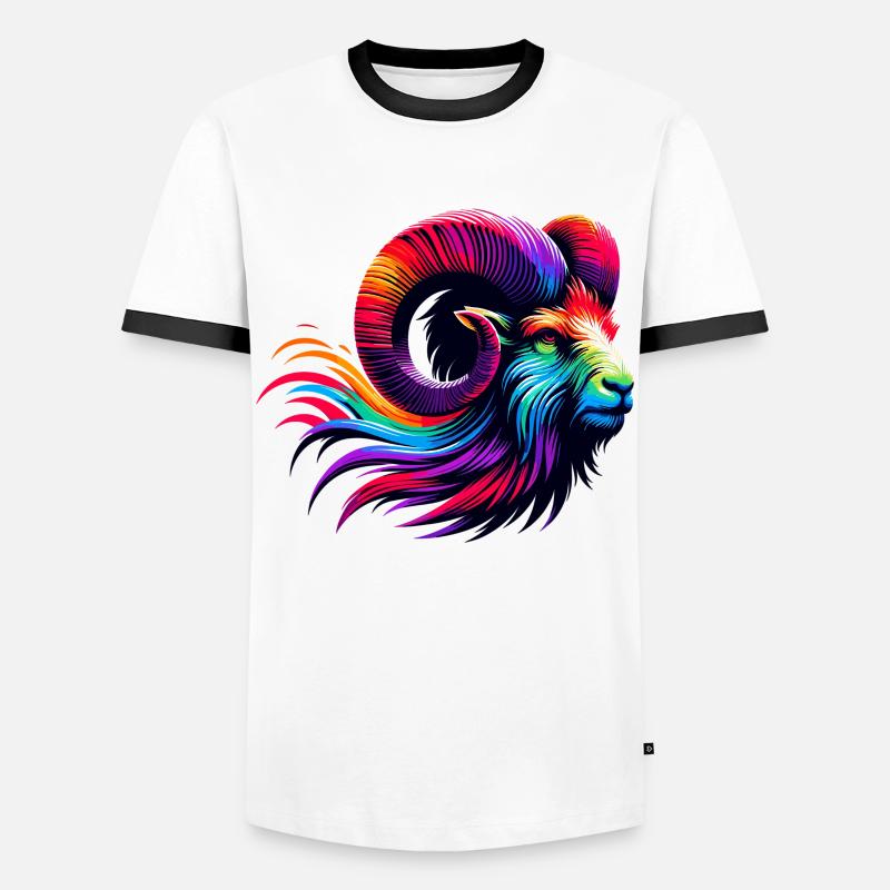 Widder Sternzeichen Lebendiges Regenbogen-Design - Männer Kontrast-T-Shirt - Weiß/Schwarz