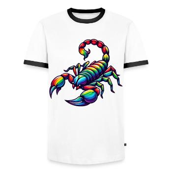 Scorpio Zodiac Design in Vivid Rainbow Hues - Men's Ringer Shirt - white/black - Front - AI Model Female 172 light (172cm) & AI Model Male 178 dark (178cm)