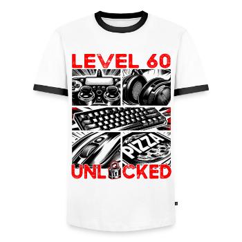 Geburtstag Level 60 freigeschaltet Gaming & Zocker - Männer Kontrast-T-Shirt - Weiß/Schwarz - Vorne - AI Model Female 172 light (172cm) & AI Model Male 178 dark (178cm)