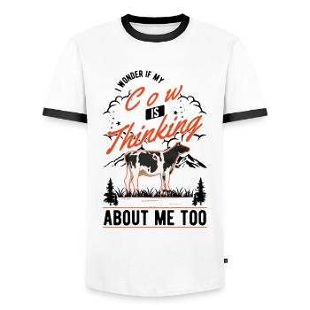 Cow Cattle Breeder Farmer Cows Farmer - Men's Ringer Shirt - white/black - Front - AI Model Female 172 light (172cm) & AI Model Male 178 dark (178cm)
