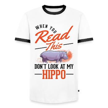 Hippo Lover Hippo Hippo Hippo - Men's Ringer Shirt - white/black - Front - AI Model Female 172 light (172cm) & AI Model Male 178 dark (178cm)