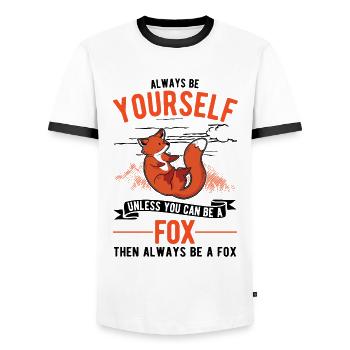 Renard Cadeau Renard Rouge - T-shirt contrasté Homme - blanc/noir - Devant - AI Model Female 172 light (172cm) & AI Model Male 178 dark (178cm)