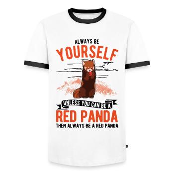 Roter Panda Geschenk Red Panda - Männer Kontrast-T-Shirt - Weiß/Schwarz - Vorne - AI Model Female 172 light (172cm) & AI Model Male 178 dark (178cm)