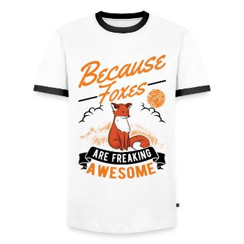 Renard Cadeau Renard Rouge - T-shirt contrasté Homme - blanc/noir - Devant - AI Model Female 172 light (172cm) & AI Model Male 178 dark (178cm)