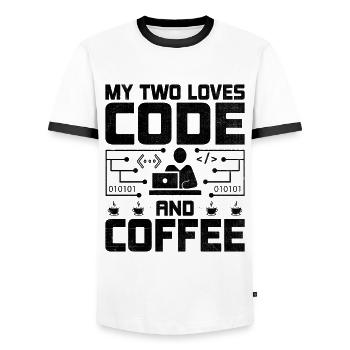 Kaffee-Codierung Programmierer Programmierer Entwickler Nerd Coff - Männer Kontrast-T-Shirt - Weiß/Schwarz - Vorne - AI Model Female 172 light (172cm) & AI Model Male 178 dark (178cm)
