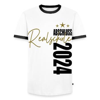 Abschluss 2024 Realschule - Männer Kontrast-T-Shirt - Weiß/Schwarz - Vorne - AI Model Female 172 light (172cm) & AI Model Male 178 dark (178cm)