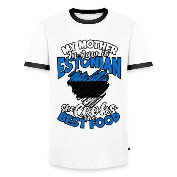 Estland Estnisch Estländerin Estländer - Männer Kontrast-T-Shirt - Weiß/Schwarz - Vorne - AI Model Female 172 light (172cm) & AI Model Male 178 dark (178cm)
