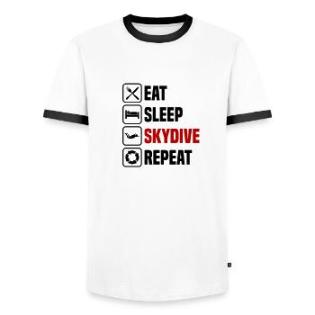 Eat Sleep Skydive Repeat Skydiver - Men's Ringer Shirt - white/black - Front - AI Model Female 172 light (172cm) & AI Model Male 178 dark (178cm)