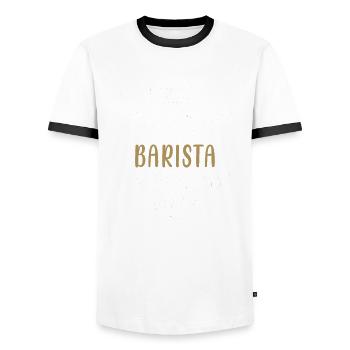 Lustige Barista Sprüche Kaffee Café Barista - Men's Ringer Shirt - white/black - Front - AI Model Female 172 light (172cm) & AI Model Male 178 dark (178cm)