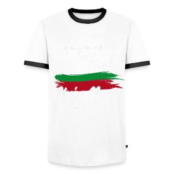 Bulgarisch Bulgarien - Männer Kontrast-T-Shirt - Weiß/Schwarz - Vorne - AI Model Female 172 light (172cm) & AI Model Male 178 dark (178cm)