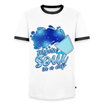Mystic Soul In A Cup - Yoga Instructor - Männer Kontrast-T-Shirt - Weiß/Schwarz - Vorne - AI Model Female 172 light (172cm) & AI Model Male 178 dark (178cm)