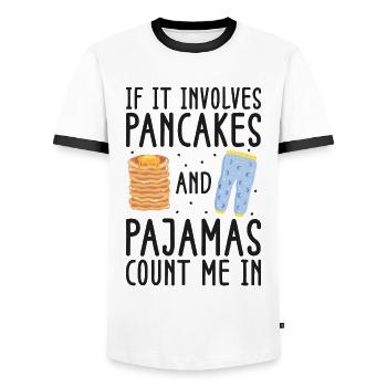 Pancake Lover Kids If It Involves - Men's Ringer Shirt - white/black - Front - AI Model Female 172 light (172cm) & AI Model Male 178 dark (178cm)