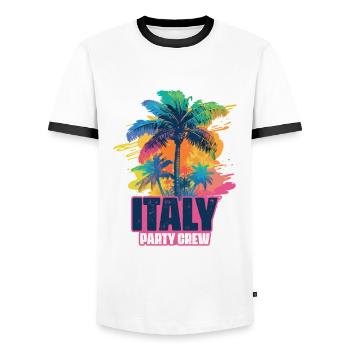Italy Party Crew Holidays - Men's Ringer Shirt - white/black - Front - AI Model Female 172 light (172cm) & AI Model Male 178 dark (178cm)