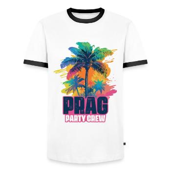 Vacances de l’équipage de la fête à Prague - T-shirt contrasté Homme - blanc/noir - Devant - AI Model Female 172 light (172cm) & AI Model Male 178 dark (178cm)