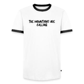 Wandern - The mountains are calling - Männer Kontrast-T-Shirt - Weiß/Schwarz - Vorne - AI Model Female 172 light (172cm) & AI Model Male 178 dark (178cm)