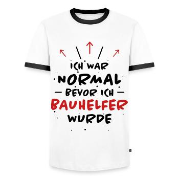 Bauhelfer Spruch Beruf Lustiges Bauhelfer Geschenk - Männer Kontrast-T-Shirt - Weiß/Schwarz - Vorne - AI Model Female 172 light (172cm) & AI Model Male 178 dark (178cm)