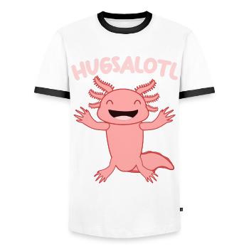 Câlins Axolotl Câlin Câlin Axolotls - T-shirt contrasté Homme - blanc/noir - Devant - AI Model Female 172 light (172cm) & AI Model Male 178 dark (178cm)