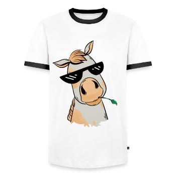 Cheval Chevaux Chill Lunettes de soleil Meme Gaul - T-shirt contrasté Homme - blanc/noir - Devant - AI Model Female 172 light (172cm) & AI Model Male 178 dark (178cm)
