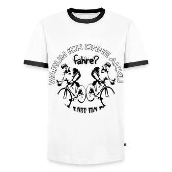Why I drive without a battery because I know - Men's Ringer Shirt - white/black - Front - AI Model Female 172 light (172cm) & AI Model Male 178 dark (178cm)