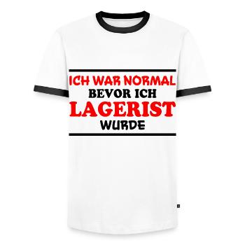 Lagerist Spruch Logistik Lustige Lagerist Geschenk - Männer Kontrast-T-Shirt - Weiß/Schwarz - Vorne - AI Model Female 172 light (172cm) & AI Model Male 178 dark (178cm)