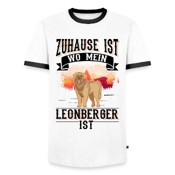 Home is where my Leonberger is - Men's Ringer Shirt - white/black - Front - AI Model Female 172 light (172cm) & AI Model Male 178 dark (178cm)