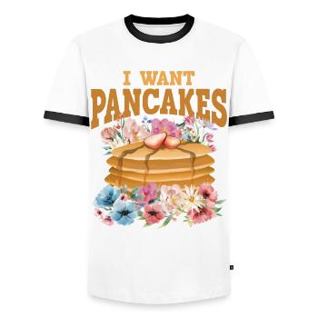 Amoureux des crêpes Les enfants je veux des crêpes - T-shirt contrasté Homme - blanc/noir - Devant - AI Model Female 172 light (172cm) & AI Model Male 178 dark (178cm)