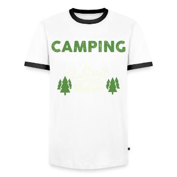 Camper Caravan Motorhome Camping Camping - Men's Ringer Shirt - white/black - Front - AI Model Female 172 light (172cm) & AI Model Male 178 dark (178cm)