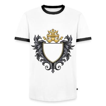 Symbole des armoiries - T-shirt contrasté Homme - blanc/noir - Devant - AI Model Female 172 light (172cm) & AI Model Male 178 dark (178cm)