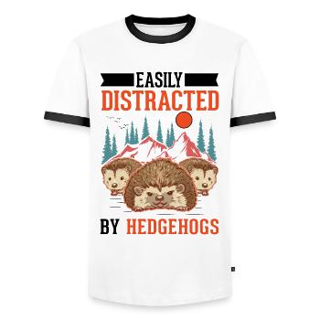 Hedgehog Lover - Men's Ringer Shirt - white/black - Front - AI Model Female 172 light (172cm) & AI Model Male 178 dark (178cm)