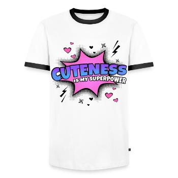 La gentillesse est mon trait de caractère de superpouvoir - T-shirt contrasté Homme - blanc/noir - Devant - AI Model Female 172 light (172cm) & AI Model Male 178 dark (178cm)