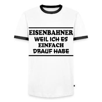 Eisenbahner Spruch Lokführer Eisenbahner Geschenk - Männer Kontrast-T-Shirt - Weiß/Schwarz - Vorne - AI Model Female 172 light (172cm) & AI Model Male 178 dark (178cm)