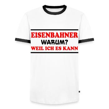 Eisenbahner Spruch Lokführer Eisenbahner Geschenk - Männer Kontrast-T-Shirt - Weiß/Schwarz - Vorne - AI Model Female 172 light (172cm) & AI Model Male 178 dark (178cm)