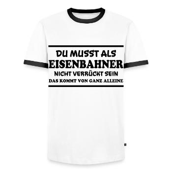Eisenbahner Spruch Lokführer Eisenbahner Geschenk - Männer Kontrast-T-Shirt - Weiß/Schwarz - Vorne - AI Model Female 172 light (172cm) & AI Model Male 178 dark (178cm)