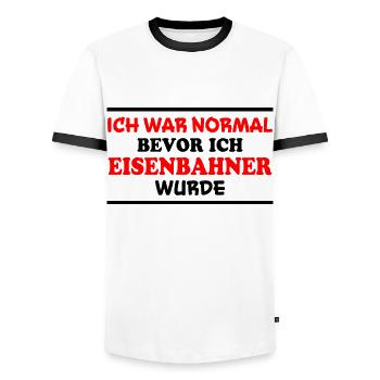 Eisenbahner Spruch Lokführer Eisenbahner Geschenk - Männer Kontrast-T-Shirt - Weiß/Schwarz - Vorne - AI Model Female 172 light (172cm) & AI Model Male 178 dark (178cm)