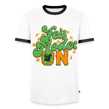 Danse irlandaise Danse irlandaise Mode Feis activé - T-shirt contrasté Homme - blanc/noir - Devant - AI Model Female 172 light (172cm) & AI Model Male 178 dark (178cm)