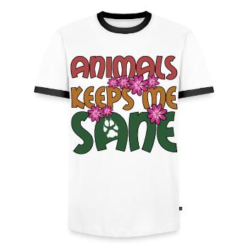 Animals Veterinary Medicine Veterinarian - Men's Ringer Shirt - white/black - Front - AI Model Female 172 light (172cm) & AI Model Male 178 dark (178cm)